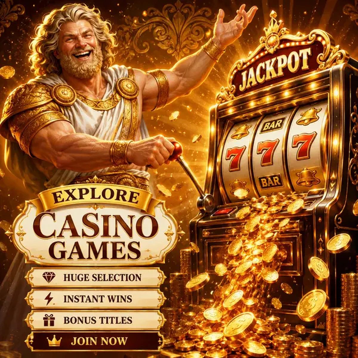 Personaggio festaiolo che tira la leva della slot machine a Savaspin Casino Games con monete d'oro che cadono