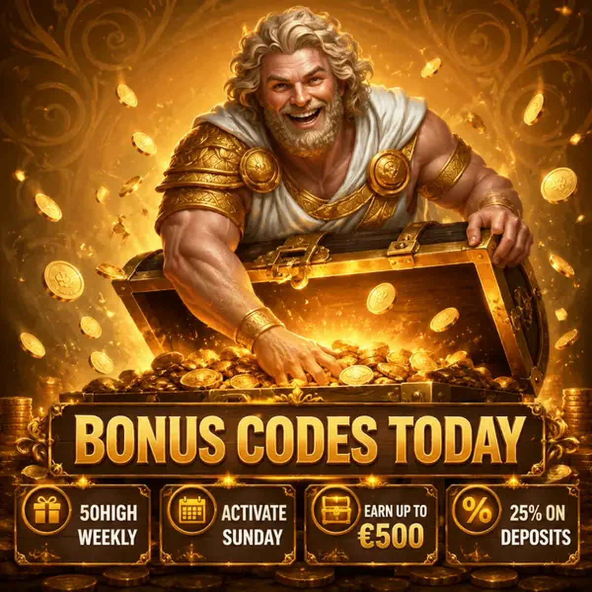 Giocatore che celebra i codici bonus su Savaspin con un forziere del tesoro che brilla d'oro